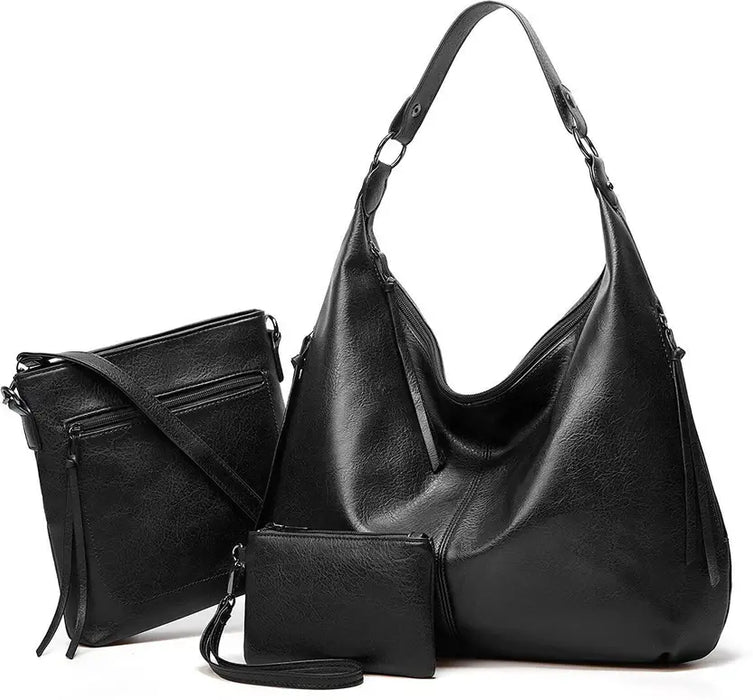 3-Piece Chic PU Leather Handbag Set – Satchel, Shoulder & Crossbody Tote
