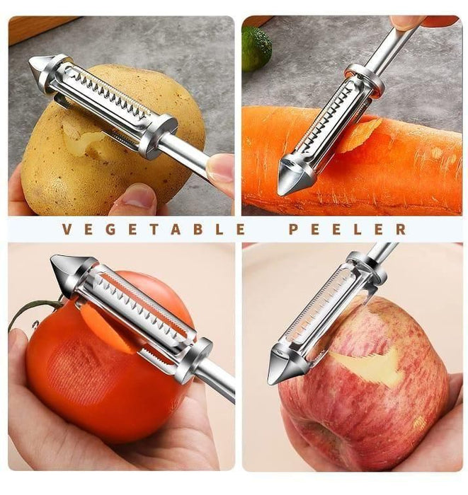 Slicezio™ 3 in 1 Stainless steel Multifunctional Veggie Peeler (Pack of 2)