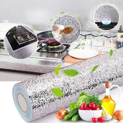 Aluminum Foil Kitchen Backsplash Peel and Stick Shelf Liner for Kitchen Cabinets